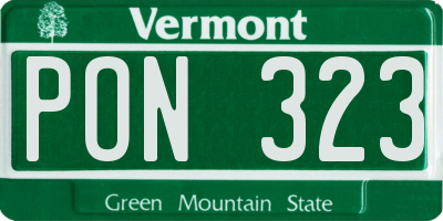 VT license plate PON323