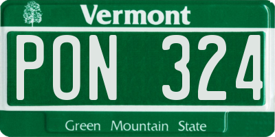 VT license plate PON324