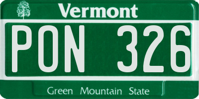 VT license plate PON326