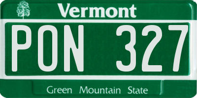 VT license plate PON327