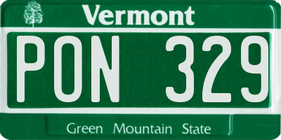 VT license plate PON329