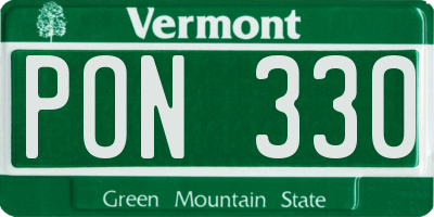 VT license plate PON330