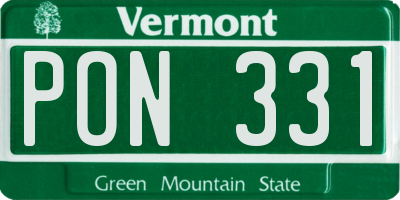VT license plate PON331