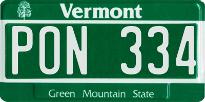 VT license plate PON334