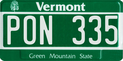 VT license plate PON335