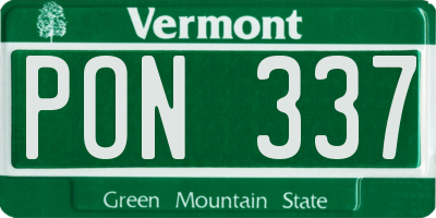 VT license plate PON337