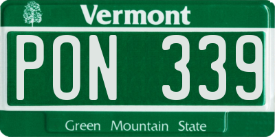 VT license plate PON339