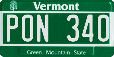 VT license plate PON340