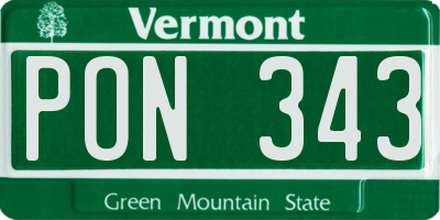VT license plate PON343