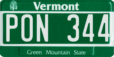 VT license plate PON344