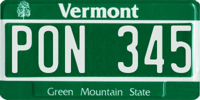 VT license plate PON345