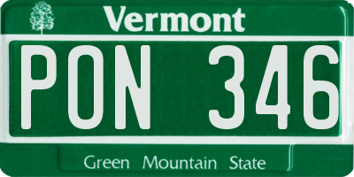 VT license plate PON346