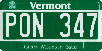 VT license plate PON347