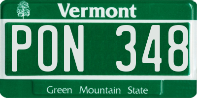 VT license plate PON348