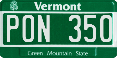 VT license plate PON350