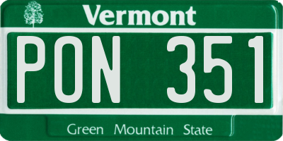 VT license plate PON351