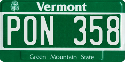 VT license plate PON358