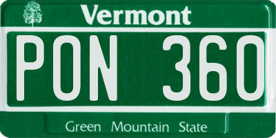 VT license plate PON360