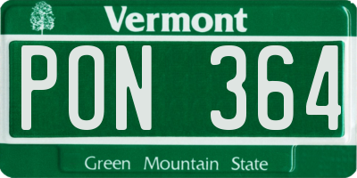 VT license plate PON364