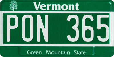VT license plate PON365