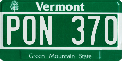 VT license plate PON370