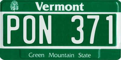 VT license plate PON371
