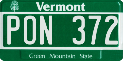VT license plate PON372