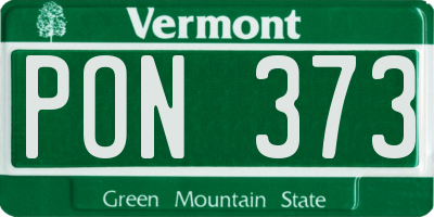 VT license plate PON373