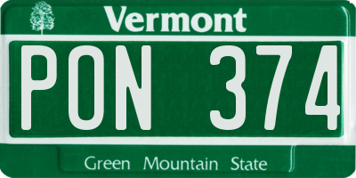 VT license plate PON374