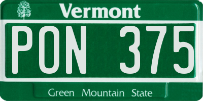 VT license plate PON375