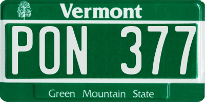 VT license plate PON377