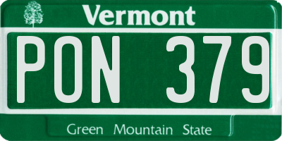 VT license plate PON379