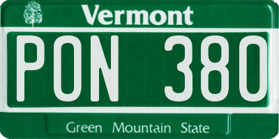 VT license plate PON380