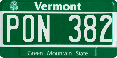 VT license plate PON382