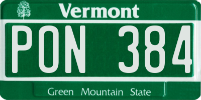 VT license plate PON384