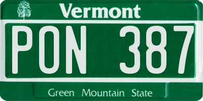 VT license plate PON387