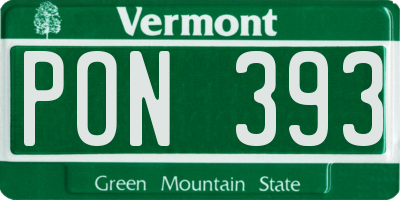 VT license plate PON393