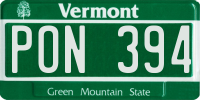 VT license plate PON394