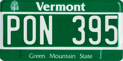 VT license plate PON395