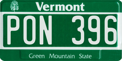 VT license plate PON396
