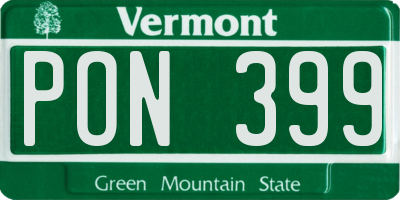 VT license plate PON399