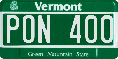 VT license plate PON400