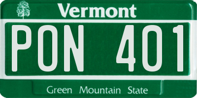 VT license plate PON401