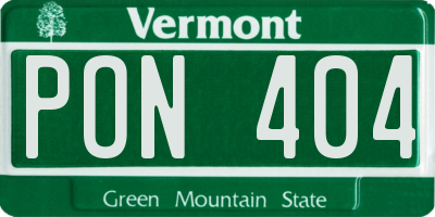 VT license plate PON404