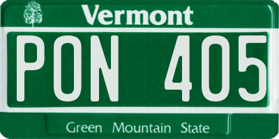 VT license plate PON405