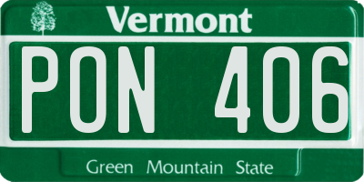 VT license plate PON406