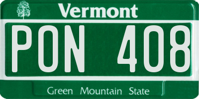 VT license plate PON408