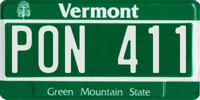 VT license plate PON411