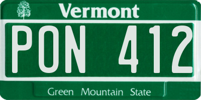 VT license plate PON412