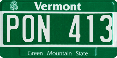 VT license plate PON413